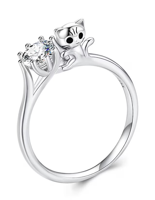 Anillo redondo Miow Kiki Season 2023 P925 de plata zirconia